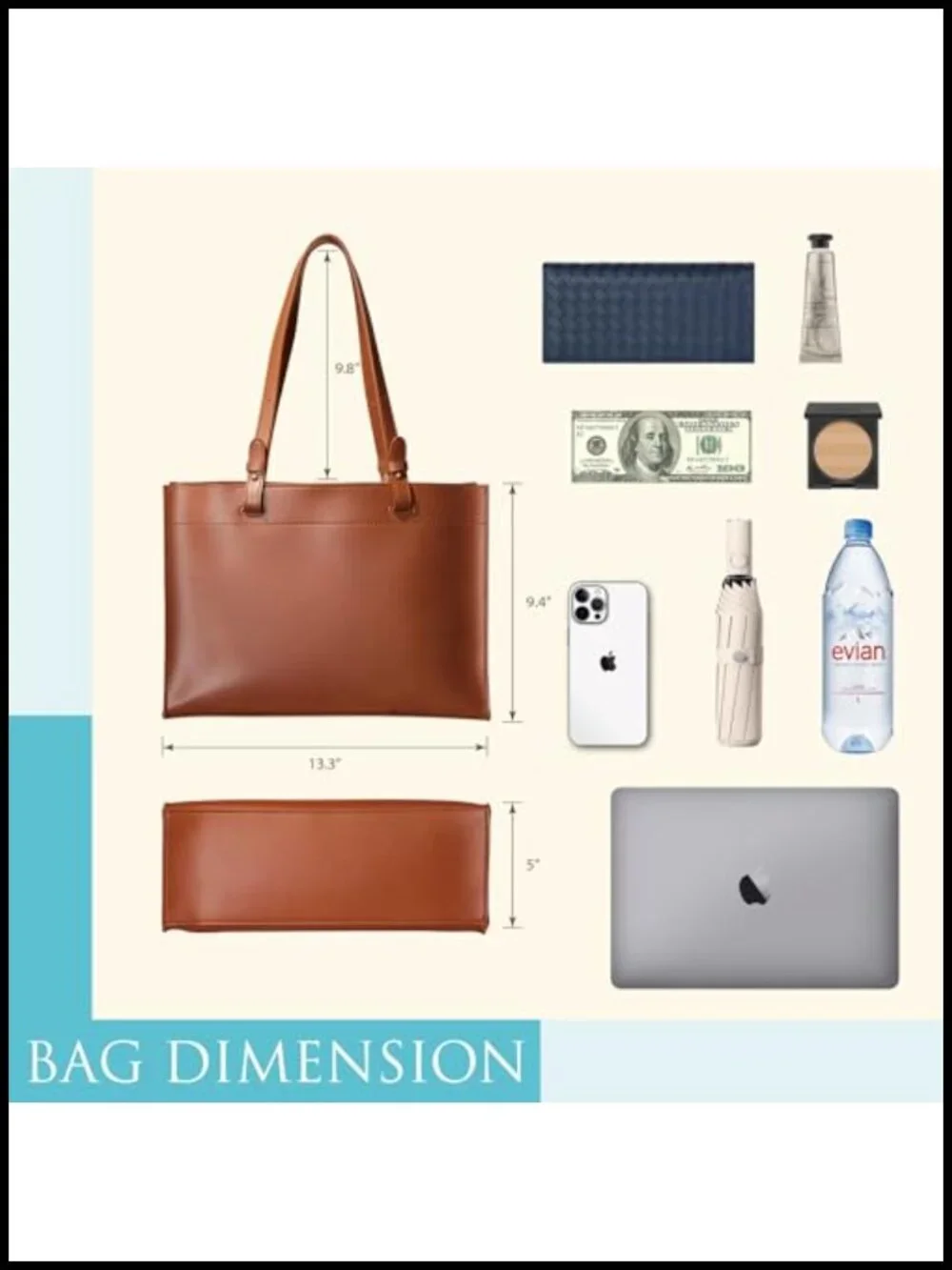 Vegan Leather Convertible Tote Bag Crossbody Shoulder Bag Large A4